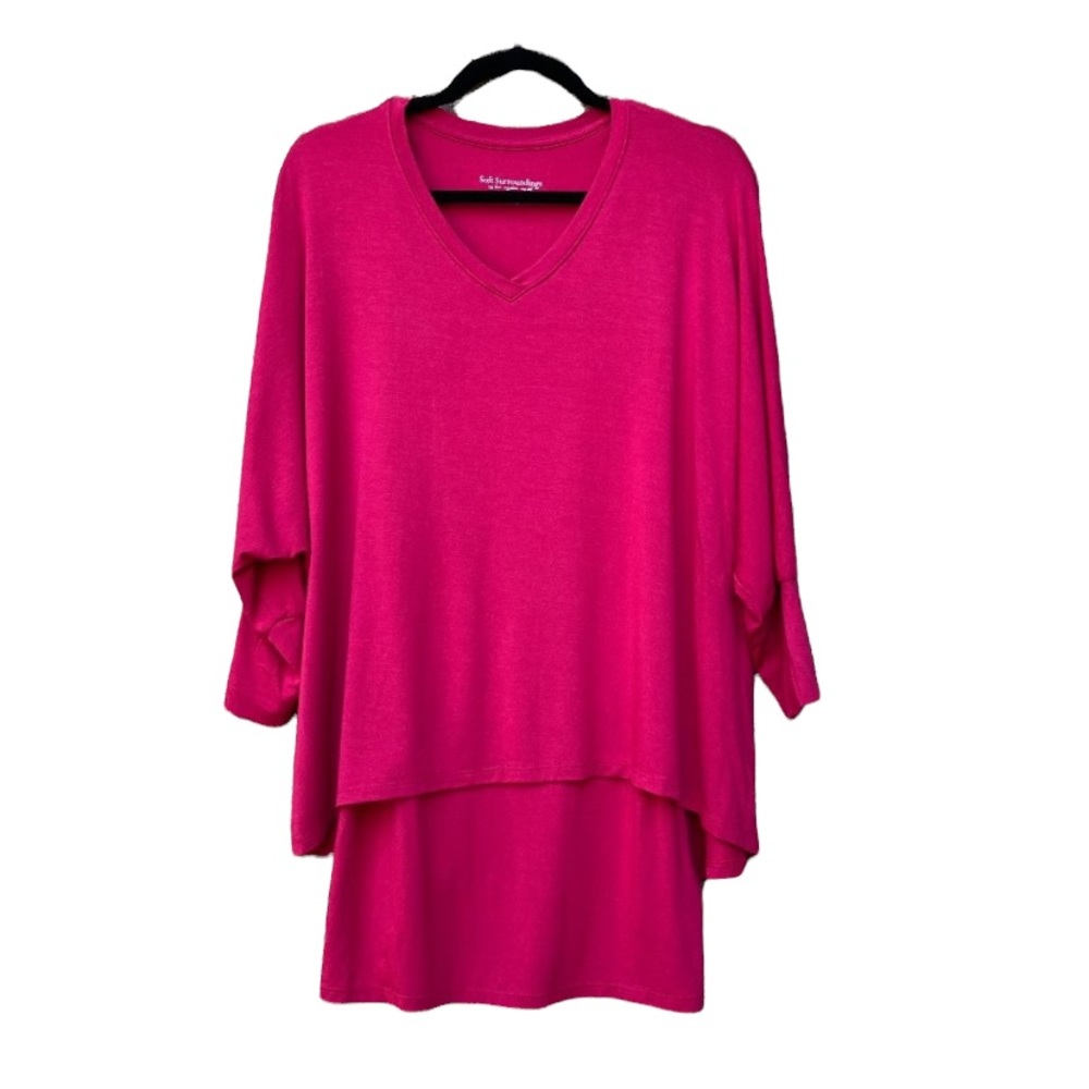 SOFT SURROUNDINS  Top Pink Layered Tunic Oversized Top